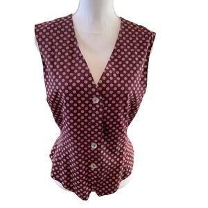 Vintage Madeleine Thompson Chocolate Brown Silk Print Vest Waistcoat